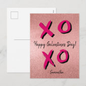 Roos Gold XOXO gepersonaliseerde Happy Galentine's Feestdagenkaart (Voorkant / Achterkant)
