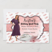 Roos Gold Yacht Partij Birthday Uitnodiging (Voorkant)