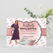 Roos Gold Yacht Partij Birthday Uitnodiging (Staand voorkant)