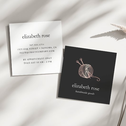 Roos Gold Yarn | Gehaakte handgemaakte ambachtelij Vierkante Visitekaartje