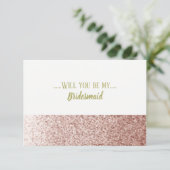 Roos Gold zal je mijn Bridesmaid zijn Kaart (Staand voorkant)