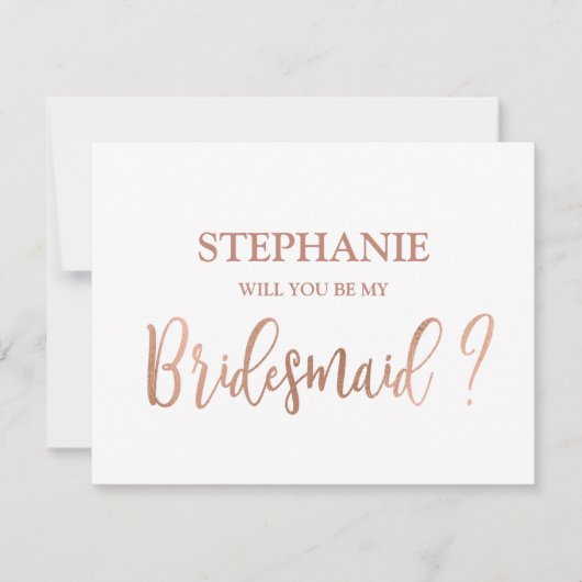 Roos Gold zal je mijn bruidsmeisje Kaart zijn (Voorkant)