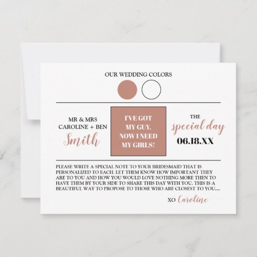 Roos Gold zal je mijn bruidsmeisje Kaart zijn (Achterkant)