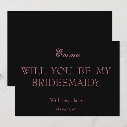 Roos Gold zal je mijn zwarte bruidsmeisje zijn Kaart (Voorkant / Achterkant)