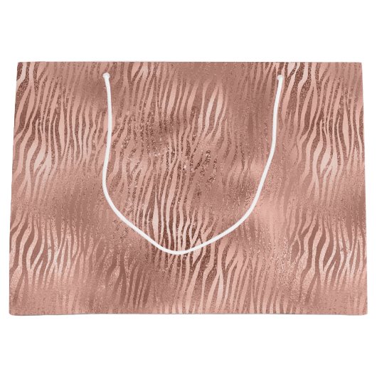 Roos Gold Zebra afdrukken Groot Cadeauzakje (Voorkant)