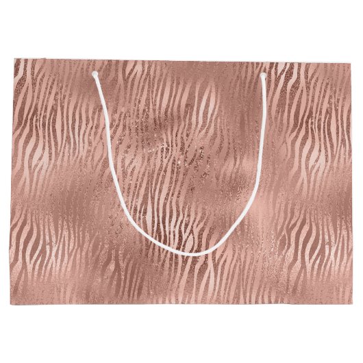 Roos Gold Zebra afdrukken Groot Cadeauzakje (Achterkant)
