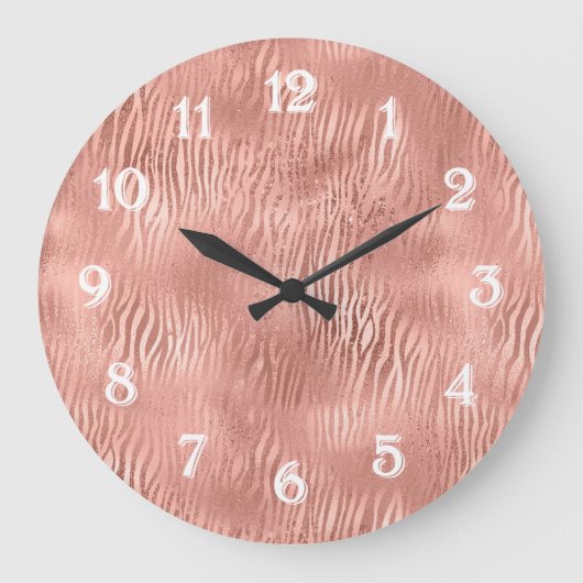 Roos Gold Zebra afdrukken Grote Klok (Voorkant)