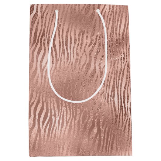 Roos Gold Zebra afdrukken Medium Cadeauzakje (Voorkant)