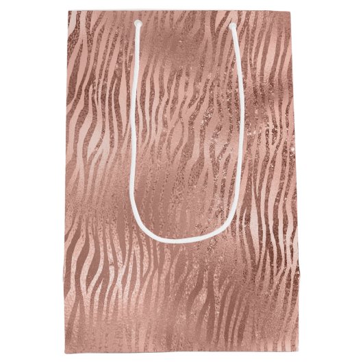 Roos Gold Zebra afdrukken Medium Cadeauzakje (Achterkant)