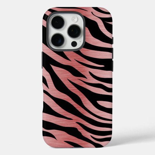 Roos Gold Zebra Afdrukken op zwart Case-Mate iPhone Case (Achterkant)