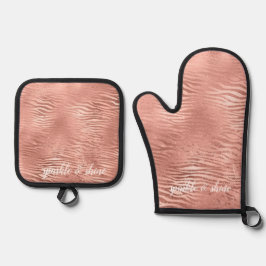 Roos Gold Zebra Animal Print Ovenwant & Pannenlap Set