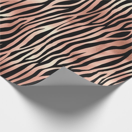 Roos Gold Zebra Print Pattern Wrapping Paper Cadeaupapier (Hoek)