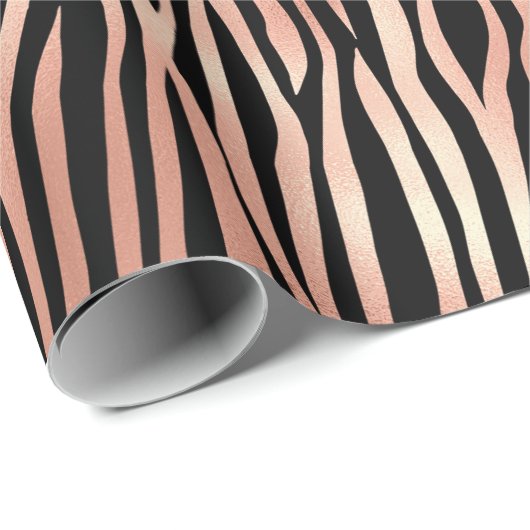 Roos Gold Zebra Print Pattern Wrapping Paper Cadeaupapier (Rol Hoek)