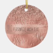 Roos Gold Zebra Print Sparkle Keramisch Ornament (Voorkant)