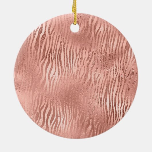 Roos Gold Zebra Print Sparkle Keramisch Ornament (Achterkant)
