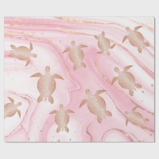 Roos Gold Zee Draaikroos Roze marmer Cadeaupapier (Vlak)