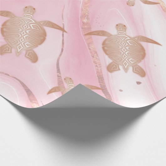 Roos Gold Zee Draaikroos Roze marmer Cadeaupapier (Hoek)