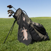 Roos Gold Zee Turtle Black Jouw naam Golfhanddoek (Groen)