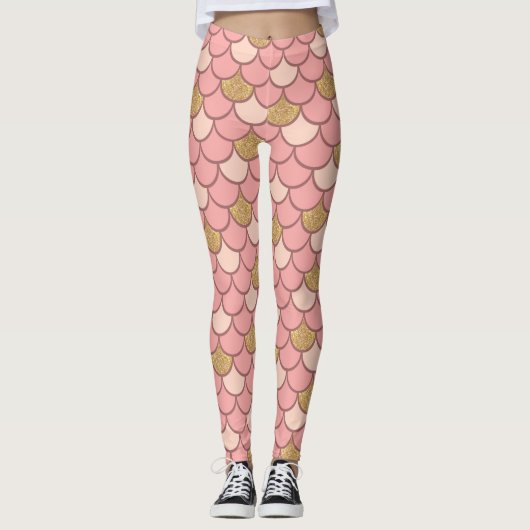 Roos Gold Zeemeermin Schalen met Glitter Leggings (Voorkant)