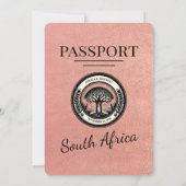 Roos Gold Zuid-Afrika Paspoort Huwelijksuitnodigin Kaart (Achterkant)