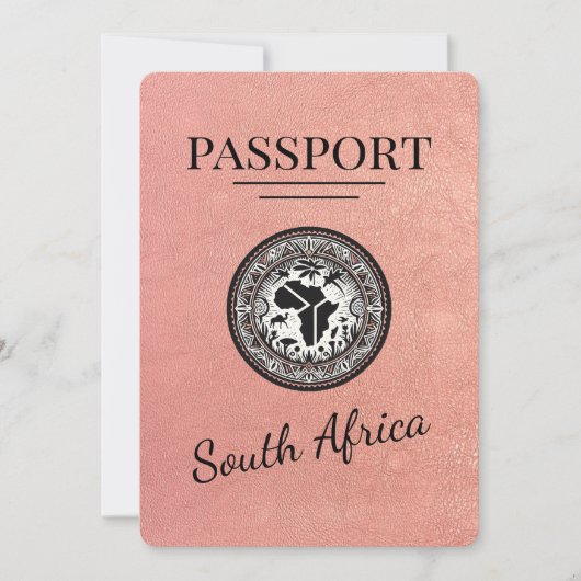 Roos Gold Zuid-Afrika paspoort Save The Date (Voorkant)