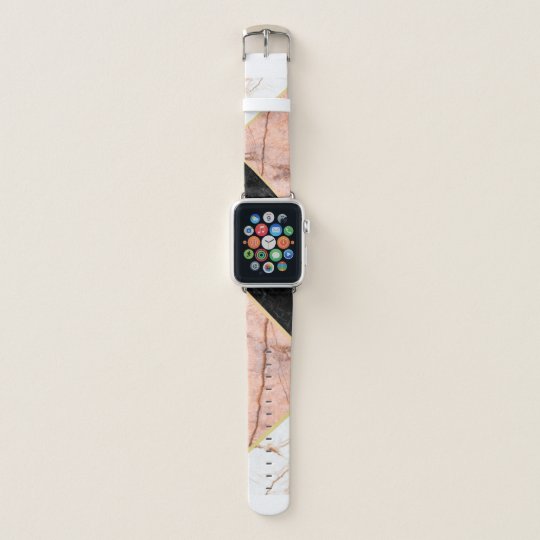 Roos Gold/zwart/witte marmer Apple Watch Band Apple Horlogebandje |  Zazzle.nl