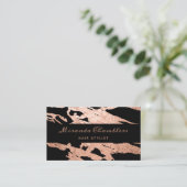 Roos Gold - zwarte elegante roze marmer Visitekaartje (Staand voorkant)