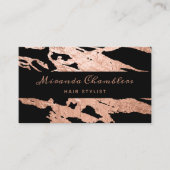 Roos Gold - zwarte elegante roze marmer Visitekaartje (Voorkant)