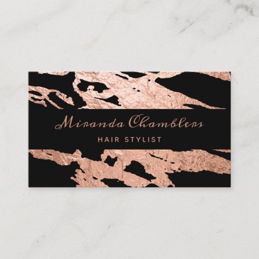Roos Gold - zwarte elegante roze marmer Visitekaartje (Voorkant)