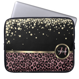 Roos Gold, zwarte luipaard met Gold Diamonds Laptop Sleeve