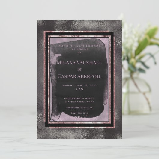 Roos Gold & zwarte Waterverf Kaart (Staand voorkant)