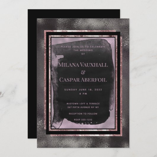 Roos Gold & zwarte Waterverf Kaart (Voorkant / Achterkant)