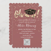 Roos Golden Confetti Afstuderen QR-code Kaart (Voorkant / Achterkant)