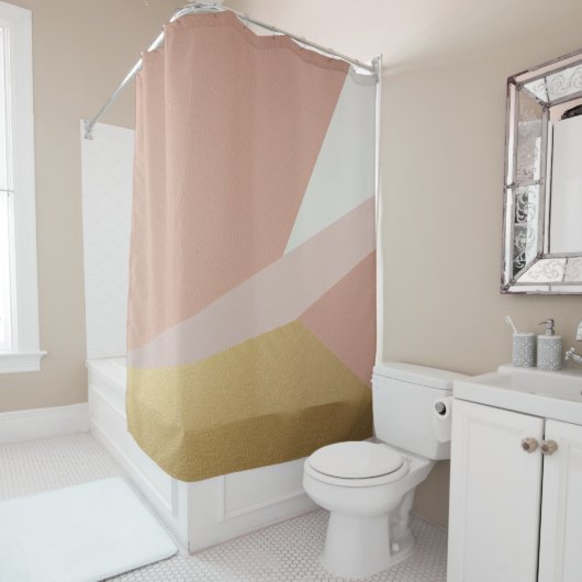 Roos Golden Hour Geometry Douchegordijn (In situ)