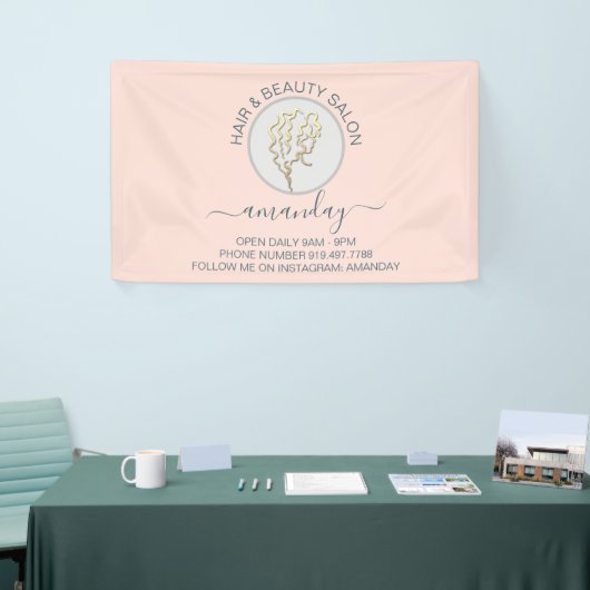 Roos Golden Logo Hairdresser Beauty Salon Studio Spandoek (Beurs)