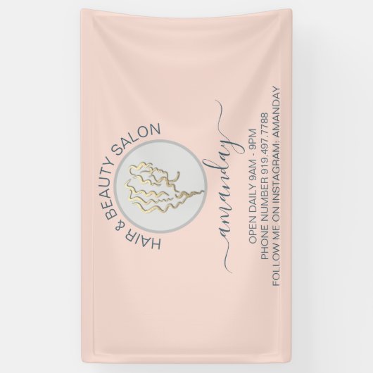 Roos Golden Logo Hairdresser Beauty Salon Studio Spandoek (Verticaal)