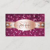 Roos Golden Pink Glitter Sparkle Diamonds Initiale Visitekaartje (Voorkant)