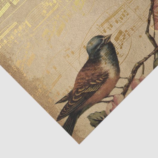 Roos Golden Song Bird  Muzieknoten Garden Tissuepapier (Detail)