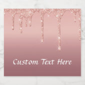 Roos GoldGlitter Aangepaste tekst Mousserende wijn Sparkling Wijnetiket (Enkel label)