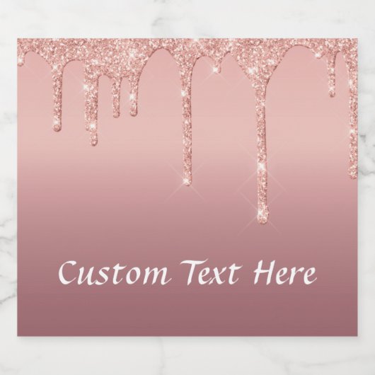 Roos GoldGlitter Aangepaste tekst Mousserende wijn Sparkling Wijnetiket (Enkel label)