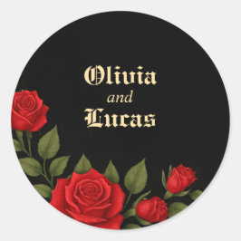 Roos Gotische bruiloft Classic Ronde Sticker