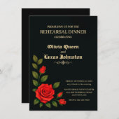 Roos Gotische bruiloft repetitie Dinner Invitation Kaart (Voorkant / Achterkant)