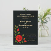 Roos Gotische bruiloft repetitie Dinner Invitation Kaart (Staand voorkant)