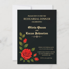 Roos Gotische bruiloft repetitie Dinner Invitation Kaart