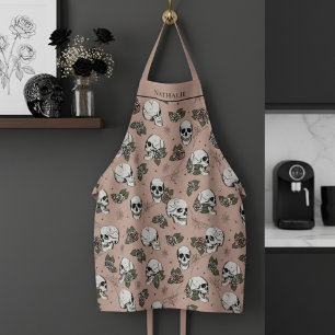 Roos Gotische schedels en Rozen Custom Name Schort