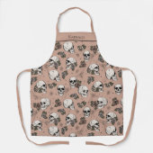 Roos Gotische schedels en Rozen Custom Name Schort (Voorkant)