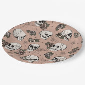  Roos Gotische schedels en Rozen Halloween Papieren Bordje (Gekanteld)