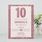 roos goud 10e verjaardag kaart (Staand voorkant)