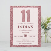 roos goud 11e verjaardag kaart (Staand voorkant)