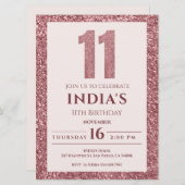 roos goud 11e verjaardag kaart (Voorkant / Achterkant)